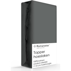 Topper Hoeslaken Katoen Romanette Kiezel-180 x 200 cm