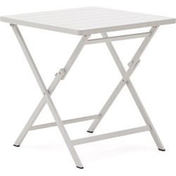 Kave Home - Torreta opvouwbare aluminium buitentafel met witte afwerking 70 x 70 cm