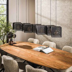 Hanglamp Zwart Metaal - 8-Lichts - 160x30x150cm