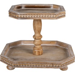 Clayre & Eef Etagère 2 laags  38x33x31 cm Bruin Hout Serveerschaal