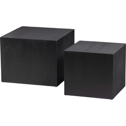 WOOOD Sanne Bijzettafels - Mdf - Zwart - Set van 2