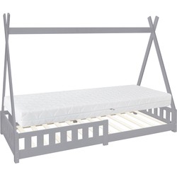 Kinderbed met uitvalbeveiliging en lattenbodem 90x200 cm Lichtgrijs grenen hout ML-Design