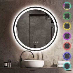 Lumoire Badkamerspiegel met RGB Verlichting - Matrix - 80CM Rond - Anti Condens Verwarming