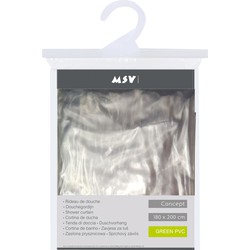 MSV Douchegordijn met ringen - transparant - PVC - 180 x 200 cm - wasbaarA A  - Douchegordijnen
