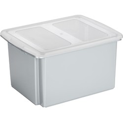 Sunware opslagbox kunststof 32 liter lichtgrijs 45 x 36 x 24 cm met deksel - Opbergbox