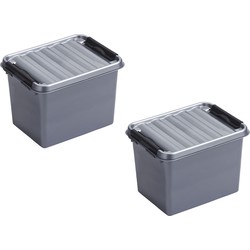 2x stuks kunststof stapelbare opbergbakken 3 liter 20 x 15 x 14 cm - Opbergbox