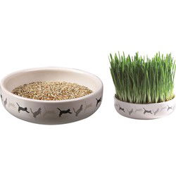 TRIXIE KATTENGRASZAAD 50GR IN KERAMIEK 15X15X4 CM