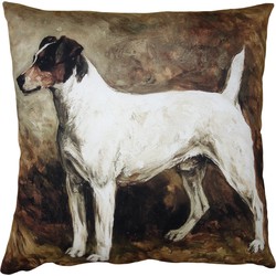 Clayre & Eef Kussenhoes  45x45 cm Bruin Wit Polyester Hond Sierkussenhoes