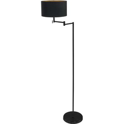 Mexlite - vloerlamp - Bella - zwart - linnen metaal - Ø 45cm - E27 - 3892ZW