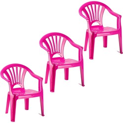 3x stuks kunststof roze kinderstoeltjes 35 x 28 x 50 cm - Kinderstoelen