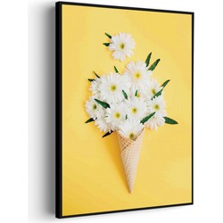 Muurwerken Akoestisch Schilderij - Ijshoorn met Bloemen - Geluidsdempend Wandpaneel - Wanddecoratie - Geluidsisolatie - BASIC (AW 0.65) XXL (107X150)