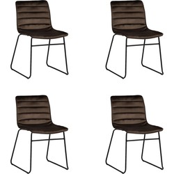 PoleWolf - Ripple chair - Velvet - Espresso - Set of 4