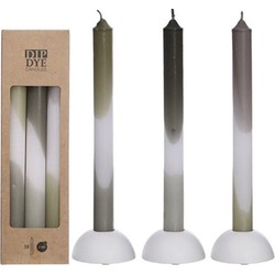 Dip Dye Candles Set 3 st. Olive/Mint