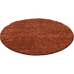 Tapijtenloods Basic Rond Shaggy vloerkleed Terra / Oranje Hoogpolig- 120 CM ROND