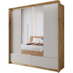 Meubella - Kledingkast Innocent - Beige - 209 cm - Met spiegel