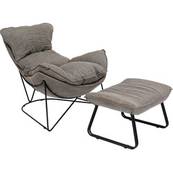 Kare Fauteuil with Stool Snuggle Grey (2/part)