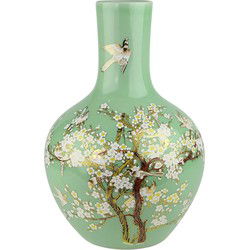 Fine Asianliving Chinese Vaas Mint Bloesems Handgemaakt D31xH47cm