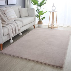 Pouffy Fluffy  - Hoogpolig Vloerkleed - Uni Kleur - Beige - Woonkamer Tapijt - Katoenen Rug- 120x170 CM