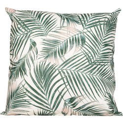 1x Bank/sier kussens met palm plant/bladeren print voor binnen en buiten 45 x 45 cm - Sierkussens