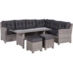 Blue bird lounge-diningset - 5-delig - rechts - grey - reflex black
