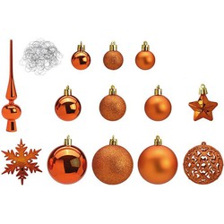 Kerstballen - 110 stuks - met piek - koper - kunststof - 3-6 cm - Kerstbal