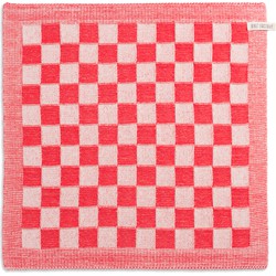 Knit Factory Gebreide Keukendoek - Keukenhanddoek Block - Ecru/Rood - 50x50 cm