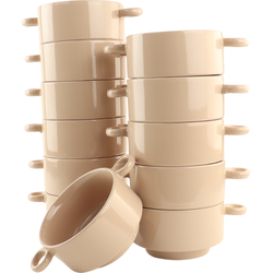 OTIX Soepkommen met Oor - 12 stuks - Soeptassen - Oud Roze - 510ml - Aardewerk - HARMONY