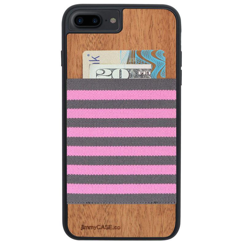 JimmyCASE iPhone 7 & 6/6S Wallet Case Pink Grey stripe - 