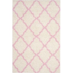 Safavieh Shaggy Indoor Woven Area Rug, Dallas Shag Collection, SGD257, in Ivory & Light Pink, 155 X 229 cm