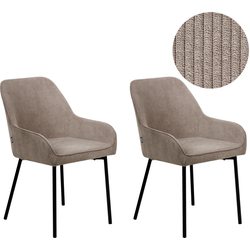Beliani LOVERNA - Eetkamerstoel-Beige-Corduroy