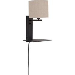 Wandlamp Florence - Naturel/Zwart - 24x22x42cm