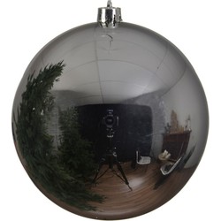 1x Grote zilveren kerstballen van 14 cm glans van kunststof - Kerstbal