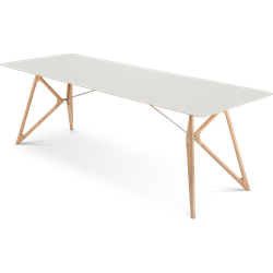 Tink table houten eettafel whitewash - met linoleum tafelblad mushroom - 240 x 90 cm