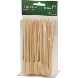 50x Bamboe houten sate prikkers/spiezen 15 cm - prikkers (sate)