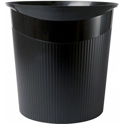 Zwarte kantoor vuilnisbak/prullenbak - 13 liter - kunststof - Prullenbakken