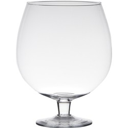 Hakbijl Glass Vaas Brandy - op voet - transparant glas - 7l - 30 cm - Bloemen/Terrarium vaas - Vazen