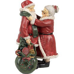 Clayre & Eef Kerstdecoratie Beeld Kerstman Rood Kunststof