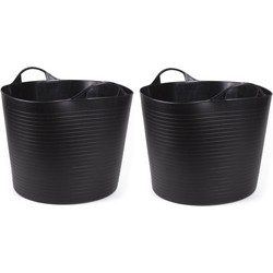 Benson Emmer/wasmand - 2x - flexibel - rond - zwart - 45 liter - Wasmanden