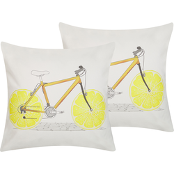 RUSCUS  - Sierkussen set van 2 - Wit - 45 x 45 cm - Katoen