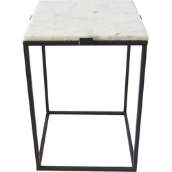 LOFT42 Marble Bijzettafel Vierkant Wit - Metaal - Marmer - 32x32x46