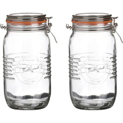 Urban Living Weckpot/inmaakpot - 2x - 1.5L - glas - met beugelsluiting - D14 x H22 cm - Weckpotten