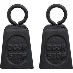 2x stuks deurstoppers gewicht gietijzer zwart 13 cm - Deurstoppers