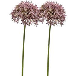 Emerald Allium/Sierui kunstbloem - 2x - losse steel - lila - 62 cm - Natuurlijke uitstraling - Kunstbloemen