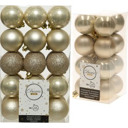 Kerstversiering kunststof kerstballen parel/champagne 4-6 cm pakket van 46x stuks - Kerstbal