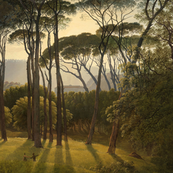 Behang Schilderij Italiaans Bomen Landschap Groen - 300x250cm