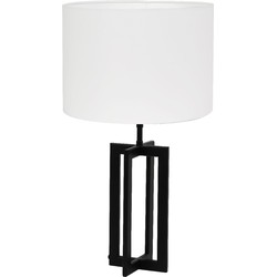 Tafellamp Mace/Polycotton - Zwart/Wit - Ø30x56cm