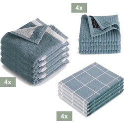 I2T Keukenset - 4x Keukendoek + 4x Theedoek + 4x vaatdoek - Blauw