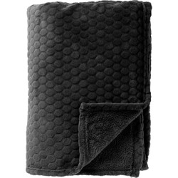 Geen merk ALEX - Plaid 200x220 cm - extra groot - fleece deken met subtiel patroon  - Charcoal Gray - antraciet - Dutch Decor Limited Collection