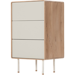 Fina drawer houten ladekast whitewash - mushroom linoleum - 60 x 100 cm