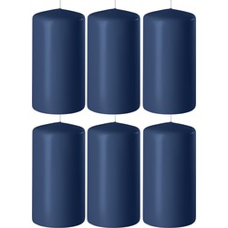 6x Kaarsen donkerblauw 6 x 12 cm 45 branduren sfeerkaarsen - Stompkaarsen